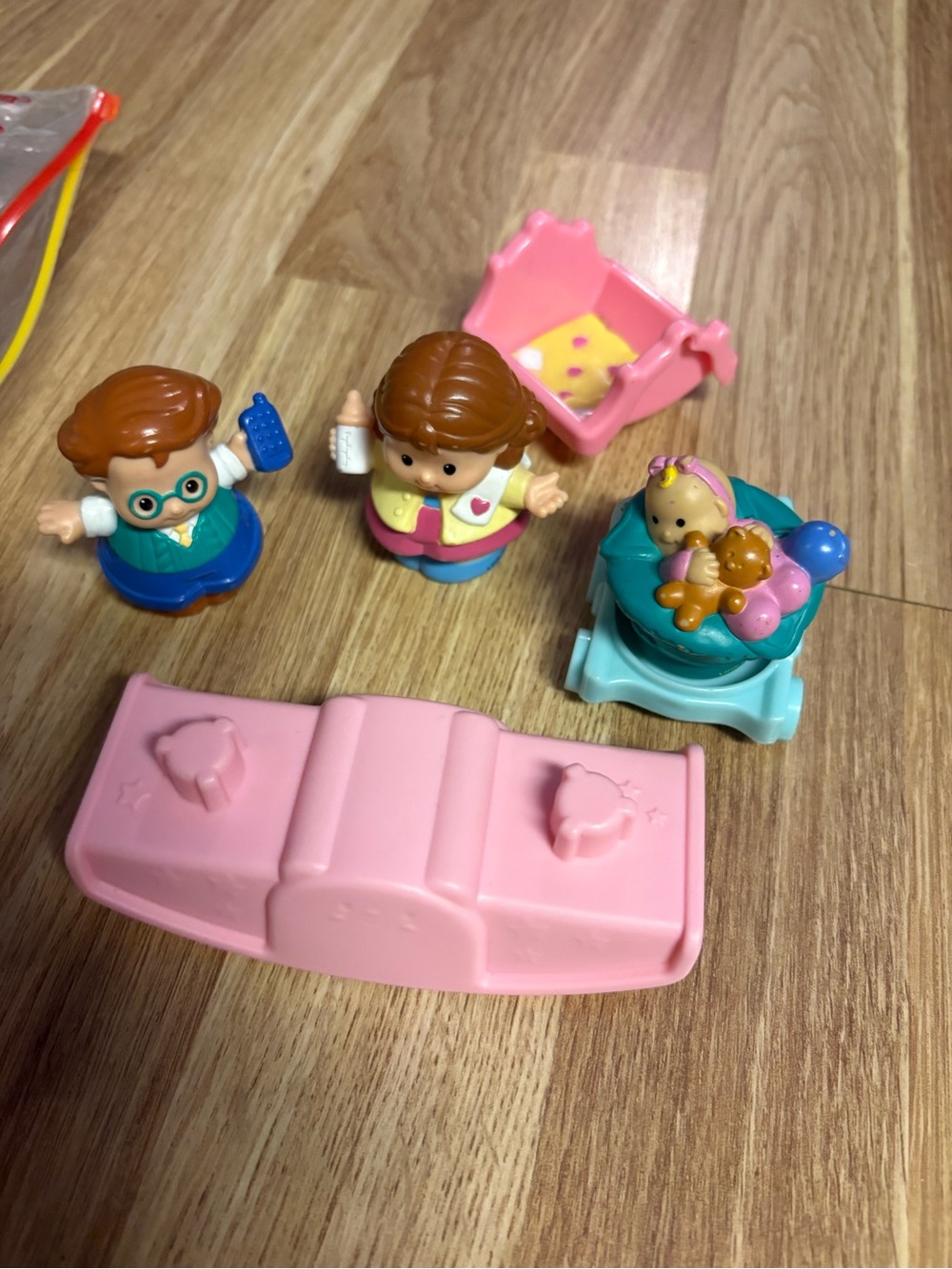 Fisher-Price little people mom, dad and baby with accessories
